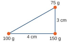 Chapter 9, Problem 63P, Three point masses are placed at the corners of a triangle as shown in the figure below. Find the 