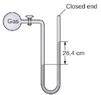 Chapter 9, Problem 13E, The pressure of a sample of gas is measured at sea level with a closed-end manometer. The liquid in 