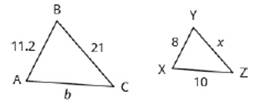 Chapter 9, Problem 387RE, In the following exercises,  ABC is similar to  XYZ. Find the length of the indicated side. side x 