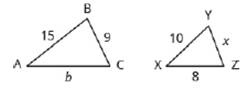 Chapter 9.3, Problem 105E, ?Find the Length of the Missing Side In the following exercises,  ABC is similar to  XYZ. Find the 