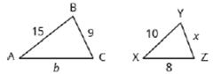 Chapter 9.3, Problem 106E, Find the Length of the Missing Side In the following exercises, ABC is similar to XYZ. Find the , example  3